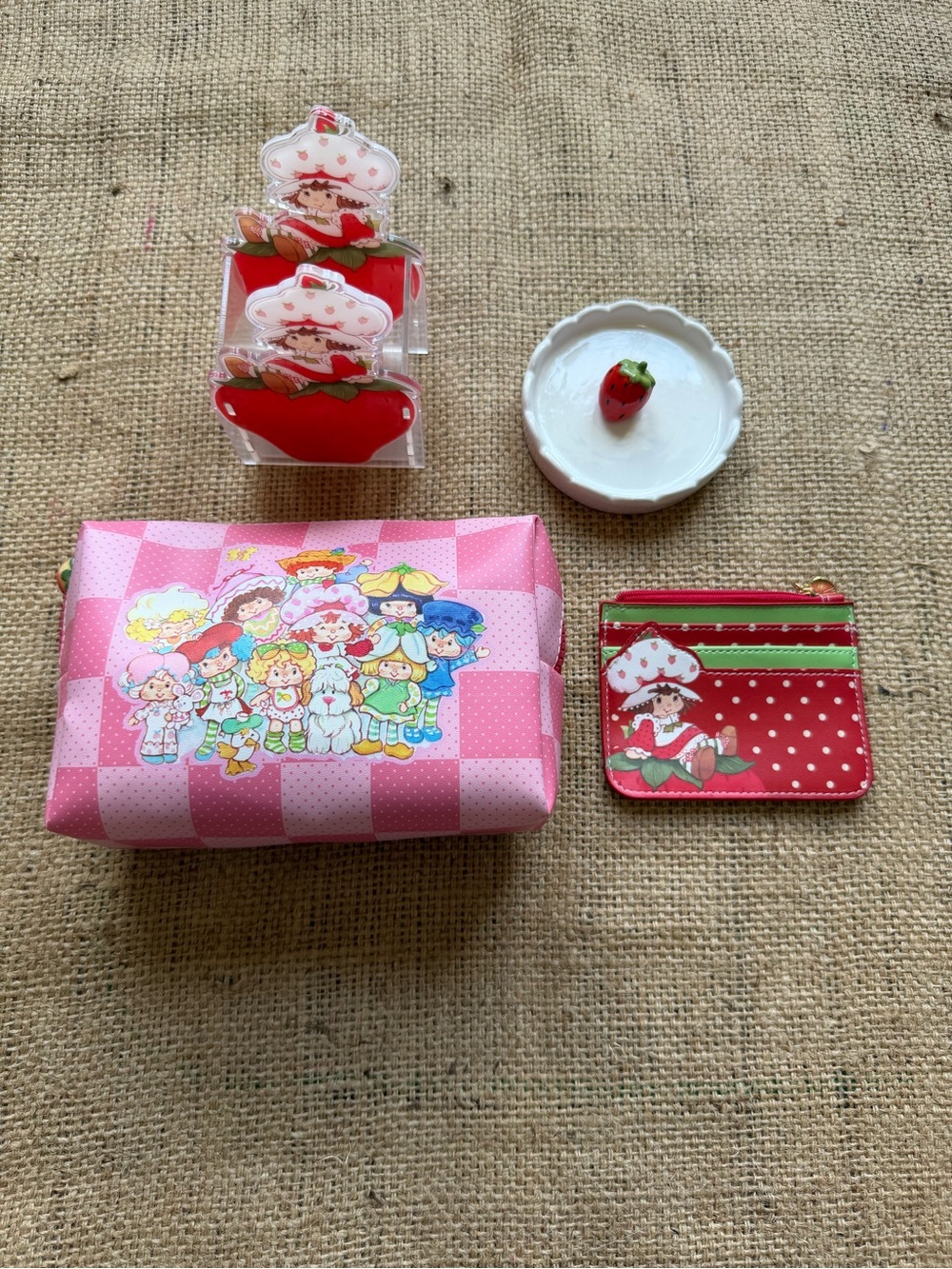 Strawberry Shortcake Cosmetic Pouch & Card Wallet Set - Pink & Red